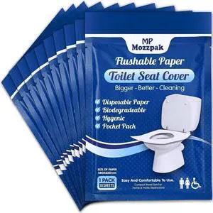 Toilet Seat Covers Disposable - 10 Packs(100 Pcs) - XL Flushable Disposable Toilet Seat Cover for Kids Potty Training, Adults - 100% Biodegradable - Travel Accessories for Airplane, Camping Toilet Seat Covers Disposable - 10 Packs(100 Pcs) - XL Flushable Disposable Toilet Seat Cover for Kids Potty Training, Adults - 100% Biodegradable - Travel Accessories for Airplane, Camping