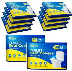 Toilet Seat Covers Disposable Flushable Travel Pack of 100, XL Biodegradable Paper Toilet Seat Covers for Adults & Kids, Public Restroom, Airplane & Camping Travel Essentials Toilet Seat Covers Disposable Flushable Travel Pack of 100, XL Biodegradable Paper Toilet Seat Covers for Adults & Kids, Public Restroom, Airplane & Camping Travel Essentials