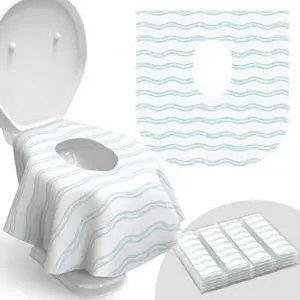 Disposable Toilet Seat Cover for Travel 20 Pack with Covers Wrapped in Sets of 2, Non-Flushable Liners, Fits Most Seats Kids, Toddlers, Adults (Waves, 20) Disposable Toilet Seat Cover for Travel 20 Pack with Covers Wrapped in Sets of 2, Non-Flushable Liners, Fits Most Seats Kids, Toddlers, Adults (Waves, 20)