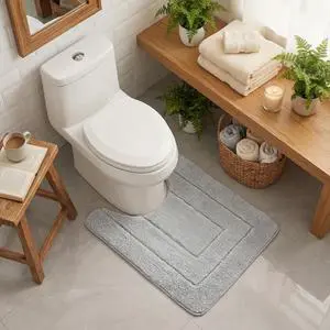 Bathroom Toilet Rugs U Shaped, Bath Mats for Bath, Bathroom Rugs Non Slip Washable, Absorbent Microfiber Toilet Mat, Soft Plush Shaggy Bath Carpet, 20" x 24", Gray Bathroom Toilet Rugs U Shaped, Bath Mats for Bath, Bathroom Rugs Non Slip Washable, Absorbent Microfiber Toilet Mat, Soft Plush Shaggy Bath Carpet, 20" x 24", Gray