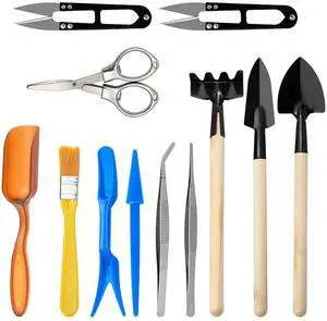 Mini Garden Tool Set, 12pcs Portable Gardening Hand Tools Set, Multiple Miniature Succulent Tools Set Easy to Carry for Seedlings, Bonsai, Succulents, Terrariums and Planting Mini Garden Tool Set, 12pcs Portable Gardening Hand Tools Set, Multiple Miniature Succulent Tools Set Easy to Carry for Seedlings, Bonsai, Succulents, Terrariums and Planting