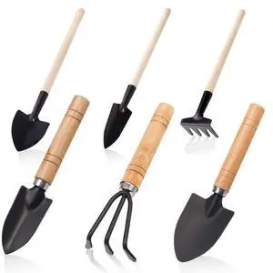 Small Garden Tool Set, 6 Pieces Iron Gardening Kit Including Hand Shovel, Transplant Shovel and Hand Rake with Wood Non-Slip Handle Perfect for Plant Lovers Small Garden Tool Set, 6 Pieces Iron Gardening Kit Including Hand Shovel, Transplant Shovel and Hand Rake with Wood Non-Slip Handle Perfect for Plant Lovers