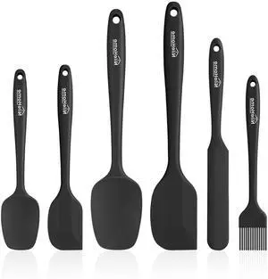 Silicone Spatula Set, 6 Pieces Food Grade Kitchen Utensils with Silicone Brush Heat Resistant Up to 600°F Dishwasher Safe BPA-Free Rubber Spatula for Scraping, Baking, Cooking, Mixing-Black Silicone Spatula Set, 6 Pieces Food Grade Kitchen Utensils with Silicone Brush Heat Resistant Up to 600°F Dishwasher Safe BPA-Free Rubber Spatula for Scraping, Baking, Cooking, Mixing-Black
