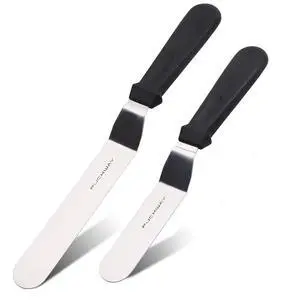 Angled Icing Spatula, Stainless Steel Offset Spatula, Cake Spatula Set of 2 Black 6, 8 inch Blade Angled Icing Spatula, Stainless Steel Offset Spatula, Cake Spatula Set of 2 Black 6, 8 inch Blade