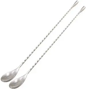 15.7 Extra Long Cocktail Mixing Spoon Set Food-Grade 18/8 Stainless Steel Stirrer Spiral Pattern Bar Cocktail Shaker Spoon for Ice Cream Smoothies Malts Milkshakes Juice Coffee Tea Drink - Set of 2 15.7 Extra Long Cocktail Mixing Spoon Set Food-Grade 18/8 Stainless Steel Stirrer Spiral Pattern Bar Cocktail Shaker Spoon for Ice Cream Smoothies Malts Milkshakes Juice Coffee Tea Drink - Set of 2