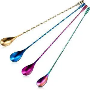 4 Pcs 12 Inch Cocktail Spoon Coffee Spoons Bar Stirring Spoon Long Handle Stainless Steel Cocktail and Coffee Mixing Tool for Homemade Barista/bartender (Multicolor,Blue,Purple,Champagne) 4 Pcs 12 Inch Cocktail Spoon Coffee Spoons Bar Stirring Spoon Long Handle Stainless Steel Cocktail and Coffee Mixing Tool for Homemade Barista/bartender (Multicolor,Blue,Purple,Champagne)