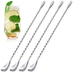 4 Pcs Bar Spoon Cocktail Mixing Spoon 12'' Stainless Steel Cocktail Stirrers for Drinks, Polished Surface, Easy to Clean Useful Bar Spoons for Professional and Home Use 4 Pcs Bar Spoon Cocktail Mixing Spoon 12'' Stainless Steel Cocktail Stirrers for Drinks, Polished Surface, Easy to Clean Useful Bar Spoons for Professional and Home Use