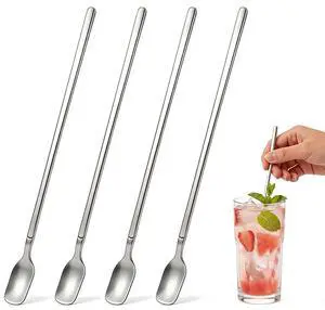 Iced Tea Spoons Long Handle, 11.4-Inch Extra Long Stirring Spoons for Tall Glasses Stainless Steel Long Handle Spoons for Iced Coffee, Milkshake, Sundae, Ice Cream & Cocktail, Set of 4 Iced Tea Spoons Long Handle, 11.4-Inch Extra Long Stirring Spoons for Tall Glasses Stainless Steel Long Handle Spoons for Iced Coffee, Milkshake, Sundae, Ice Cream & Cocktail, Set of 4