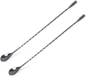 2 Pack 12.5 Inch Bar Spoon Cocktail Mixing Spoon Stainless Steel Cocktail Stirrers with Polished Surface(Black) 2 Pack 12.5 Inch Bar Spoon Cocktail Mixing Spoon Stainless Steel Cocktail Stirrers with Polished Surface(Black)