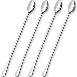 12-Inch Long Handle Mixing Spoons, Iced Teaspoons, Ice Cream Spoon, Stainless Steel Cocktail Stirring Spoons, Set of 4 12-Inch Long Handle Mixing Spoons, Iced Teaspoons, Ice Cream Spoon, Stainless Steel Cocktail Stirring Spoons, Set of 4