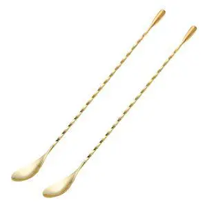 2 Pcs 12 Inches Bar Spoon, Long Handle Mixing Stirrers for Drink, Briout Stainless Steel Bar Cocktail Shaker Spoon, Gold 2 Pcs 12 Inches Bar Spoon, Long Handle Mixing Stirrers for Drink, Briout Stainless Steel Bar Cocktail Shaker Spoon, Gold