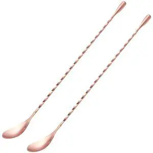 2 Pcs 12 Inches Bar Spoon, Long Handle Mixing Stirrers for Drink, Briout Stainless Steel Bar Cocktail Shaker Spoon, Rose Gold 2 Pcs 12 Inches Bar Spoon, Long Handle Mixing Stirrers for Drink, Briout Stainless Steel Bar Cocktail Shaker Spoon, Rose Gold