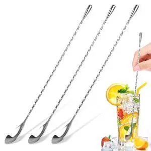 3 PCS 12 Inch Bar Spoon, Stirring Spoons, Cocktail Spoon, Drink Stirrer, Mixing Spoon Spiral Pattern Stainless Steel Cocktail Stirrers for Home or Bar Cocktail, Coffee, Ice Cream, Sundae (Silver) 3 PCS 12 Inch Bar Spoon, Stirring Spoons, Cocktail Spoon, Drink Stirrer, Mixing Spoon Spiral Pattern Stainless Steel Cocktail Stirrers for Home or Bar Cocktail, Coffee, Ice Cream, Sundae (Silver)