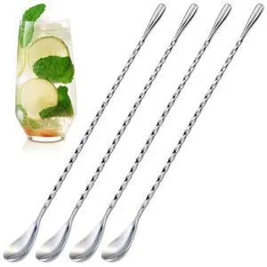 4 Pcs Bar Spoon Cocktail Mixing 12'' Long Stainless Steel Cocktail Stirrers with Polished Surface Home Bars, Coffee & Dirty Soda Bar Supplies, Practical Gift for Drink Mixing Lovers | Sugar Spoon 4 Pcs Bar Spoon Cocktail Mixing 12'' Long Stainless Steel Cocktail Stirrers with Polished Surface Home Bars, Coffee & Dirty Soda Bar Supplies, Practical Gift for Drink Mixing Lovers | Sugar Spoon