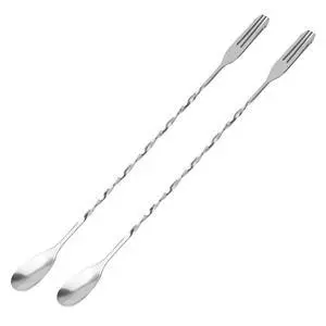 Bar Spoon Cocktail Mixing Spoon - 2pcs Cocktail Stirrers Long Handle 12.7 Inches, Stainless Steel Long Drink Stirrers with Trident Tip Bar Spoon Cocktail Mixing Spoon - 2pcs Cocktail Stirrers Long Handle 12.7 Inches, Stainless Steel Long Drink Stirrers with Trident Tip
