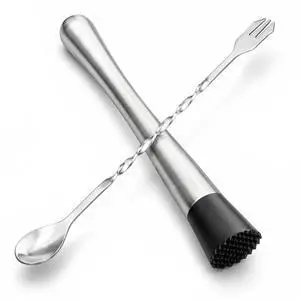 10 Inch Stainless Steel Muddler for Cocktail and 10 Inch Mixing Bar Spoon, 2 Pices Home Bar Tool Set 10 Inch Stainless Steel Muddler for Cocktail and 10 Inch Mixing Bar Spoon, 2 Pices Home Bar Tool Set