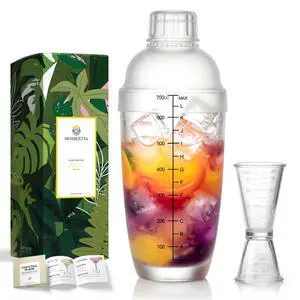 2 Pieces Plastic Cocktail Shaker Set - 24oz 700cc Drink Mixer Built-in Strainer with Double Jigger & Recipes Book, Leakproof Bartender Kit for Cocktails, Boba Tea, Milkshakes 2 Pieces Plastic Cocktail Shaker Set - 24oz 700cc Drink Mixer Built-in Strainer with Double Jigger & Recipes Book, Leakproof Bartender Kit for Cocktails, Boba Tea, Milkshakes