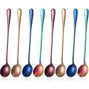 8 Pieces Long Handle Tea Spoon Stainless Steel Coffee Mixing Spoons Teaspoon for Mixing, Cocktail Stirring, Coffee, Milkshake, Cold Drink, 7.67 Inch(Round Style) 8 Pieces Long Handle Tea Spoon Stainless Steel Coffee Mixing Spoons Teaspoon for Mixing, Cocktail Stirring, Coffee, Milkshake, Cold Drink, 7.67 Inch(Round Style)