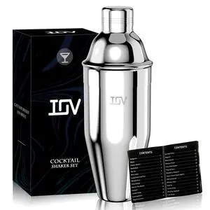 Cocktail Shaker, 24 oz Martini Shaker, Drink Mixer with Built-in Strainer, Professional Stainless Steel Margarita Alcohol Shakers with Cocktail Recipe Guide, Bartender Kit Gifts Cocktail Shaker, 24 oz Martini Shaker, Drink Mixer with Built-in Strainer, Professional Stainless Steel Margarita Alcohol Shakers with Cocktail Recipe Guide, Bartender Kit Gifts