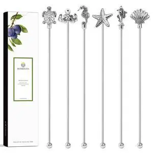 7.5" Stainless Steel Cocktail Stirrers with Cute Animal Design, Set of 6 Reusable Swizzle Sticks for Coffee, Martini, Drinks - Dishwasher Safe Metal Bar Tools Stir Sticks 7.5" Stainless Steel Cocktail Stirrers with Cute Animal Design, Set of 6 Reusable Swizzle Sticks for Coffee, Martini, Drinks - Dishwasher Safe Metal Bar Tools Stir Sticks