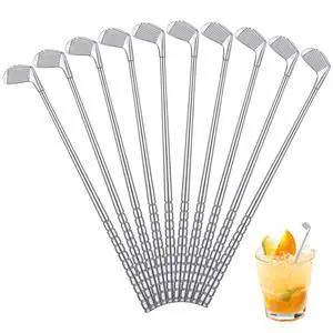 10 Metal Golf Cocktail Stirrer Reusable Cocktail Beverage Stirrer Outdoor Sports Party Clubhouse and Outing Decoration for Garnish or Mixers (Golf Club Style) 10 Metal Golf Cocktail Stirrer Reusable Cocktail Beverage Stirrer Outdoor Sports Party Clubhouse and Outing Decoration for Garnish or Mixers (Golf Club Style)
