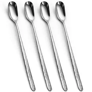9.1 Inch Hammered Textured Long Handle Iced Tea Spoons Set of 4 9.1 Inch Hammered Textured Long Handle Iced Tea Spoons Set of 4