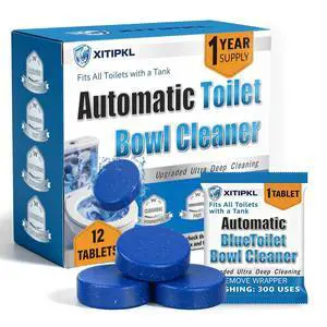 12 Tablets Toilet Bowl Cleaner Tablets for Tank Automatic Toilet Tank Cleaner Tablets, Blue Toilet Tablets for Hard Water & Toilet Ring Removal, Deodorizing Toilet Tablets, Septic Safe, 300 Flushes 12 Tablets Toilet Bowl Cleaner Tablets for Tank Automatic Toilet Tank Cleaner Tablets, Blue Toilet Tablets for Hard Water & Toilet Ring Removal, Deodorizing Toilet Tablets, Septic Safe, 300 Flushes