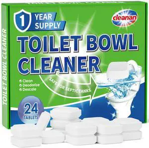 Toilet Bowl Cleaner Tablets, Leaves Bowl Sanitary, Freshens, Deodorizes, Descales & Repels Tough Stains, Helps Prevent Limescale Buildup, Safe for Septic Tanks, 24 Pack 1 Year Supply Toilet Bowl Cleaner Tablets, Leaves Bowl Sanitary, Freshens, Deodorizes, Descales & Repels Tough Stains, Helps Prevent Limescale Buildup, Safe for Septic Tanks, 24 Pack 1 Year Supply