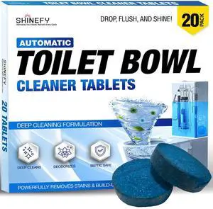Automatic Toilet Bowl Cleaner Tablets 20 Tabs - Blue Gel Toilet Tank Cleaners, Hard Water Ring Remover, Septic-Safe Heavy-Duty Stain & Smell Eliminator, Toilet Cleaning & Deodorizer Automatic Toilet Bowl Cleaner Tablets 20 Tabs - Blue Gel Toilet Tank Cleaners, Hard Water Ring Remover, Septic-Safe Heavy-Duty Stain & Smell Eliminator, Toilet Cleaning & Deodorizer