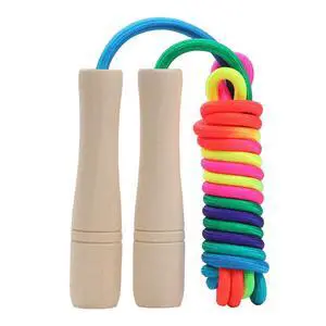 Jump Rope Kids, 8.5ft Adjustable Cotton Skipping Rope with Wooden Handle for Boys and Girls Fitness Outdoor Exercise (Rainbow color) Jump Rope Kids, 8.5ft Adjustable Cotton Skipping Rope with Wooden Handle for Boys and Girls Fitness Outdoor Exercise (Rainbow color)