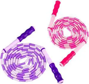 Soft Bead Jump Rope,Adjustable Fitness Skipping Rope for Men, Women and Kids Keeping Fit, Training (Pink+Purple) Soft Bead Jump Rope,Adjustable Fitness Skipping Rope for Men, Women and Kids Keeping Fit, Training (Pink+Purple)