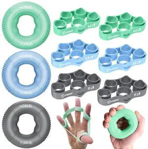 Grip Strength Trainer, Finger Exerciser, Forearm Strengthener 9-Piece Kit, Hand Grip Strengthener Targeted Strength, Relief & Recovery (Green) Grip Strength Trainer, Finger Exerciser, Forearm Strengthener 9-Piece Kit, Hand Grip Strengthener Targeted Strength, Relief & Recovery (Green)