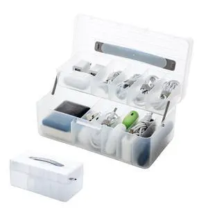 2-Layer Cable Organizer Box with 20 Cable Ties, Portable Cord, Charger and Bandages Storage for Drawer, Desk, Office & Home (White) 2-Layer Cable Organizer Box with 20 Cable Ties, Portable Cord, Charger and Bandages Storage for Drawer, Desk, Office & Home (White)