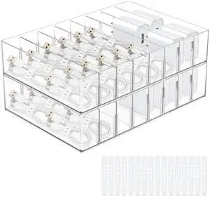 2Pcs Cable Charger Organizer Box with 16Pcs Wire Ties Large Plastic Cords Storage Organizer with Adjustable Compartments Electronics Organizer Stackable Cord Storage Box for Drawer Home Office, Clear 2Pcs Cable Charger Organizer Box with 16Pcs Wire Ties Large Plastic Cords Storage Organizer with Adjustable Compartments Electronics Organizer Stackable Cord Storage Box for Drawer Home Office, Clear