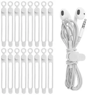 Silicone Cable Ties, Cord Organizer Cable Management(16Pcs-White) Silicone Cable Ties, Cord Organizer Cable Management(16Pcs-White)