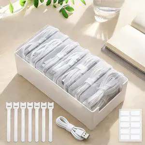 Cable Organizer Storage Box with 7 Wire Ties and Label Stickers,Desktop Cable Management Box with Switch, Power Cord Organizer for Office,Home,Desk Accessories Storage Stationery SuppliesClear Cable Organizer Storage Box with 7 Wire Ties and Label Stickers,Desktop Cable Management Box with Switch, Power Cord Organizer for Office,Home,Desk Accessories Storage Stationery SuppliesClear