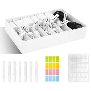 Cable Organizer Box with Wire Ties and Labels, Charger Cable Cord Storage Organizer with Adjustable Compartments, Desk Accessories Storage for Home, Office, Stackable1Pcs Cable Organizer Box with Wire Ties and Labels, Charger Cable Cord Storage Organizer with Adjustable Compartments, Desk Accessories Storage for Home, Office, Stackable1Pcs