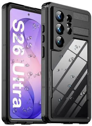 for Samsung Galaxy S26 Ultra Case Waterproof, with Built-in Screen Protector Dustproof Shockproof Full Body Underwater Protective Phone Case Cover (Black) for Samsung Galaxy S26 Ultra Case Waterproof, with Built-in Screen Protector Dustproof Shockproof Full Body Underwater Protective Phone Case Cover (Black)