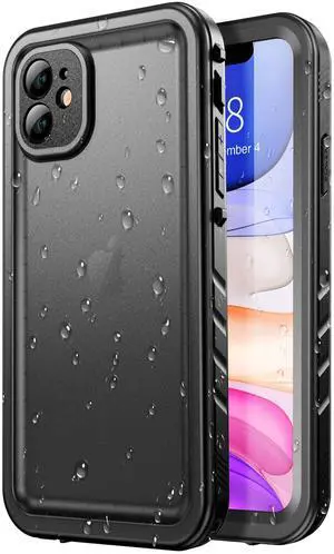for iPhone 11 Waterproof Case, Black for iPhone 11 Waterproof Case, Black