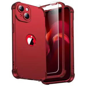 3 in 1 for iPhone 14 Case with 2X 9H Screen Protector, Red 3 in 1 for iPhone 14 Case with 2X 9H Screen Protector, Red