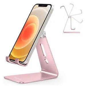 Adjustable Cell Phone Stand, C2 Aluminum Desktop Phone Holder Dock Compatible with iPhone 15 14 13 Xs XR 8 Plus 7 6, Samsung Galaxy, Google Pixel, Android Phones, Rose Gold Adjustable Cell Phone Stand, C2 Aluminum Desktop Phone Holder Dock Compatible with iPhone 15 14 13 Xs XR 8 Plus 7 6, Samsung Galaxy, Google Pixel, Android Phones, Rose Gold