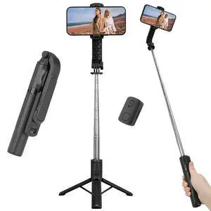 TINKSEN 45" Telescoping Selfie Stick Tripod, Aluminum Alloy Pro Floor Stand with Support Rod, Wireless Remote, 360° Rotation Anti-Shake, Heavy-Duty for Live Streaming Travel Vlogs Outdoor TINKSEN 45" Telescoping Selfie Stick Tripod, Aluminum Alloy Pro Floor Stand with Support Rod, Wireless Remote, 360° Rotation Anti-Shake, Heavy-Duty for Live Streaming Travel Vlogs Outdoor