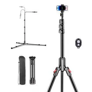 84" Phone Tripod, Tall Tripod for iPhone with Gooseneck & Remote 84" Phone Tripod, Tall Tripod for iPhone with Gooseneck & Remote