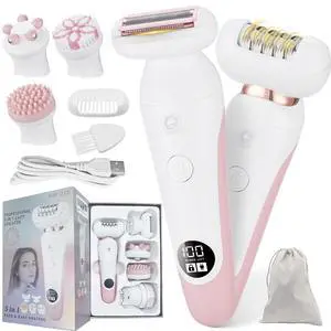 5 in 1 Electric Shaver for Women,Epilators Hair Removal for Women's Body, Electric Razor for Women Legs Public Area Bikini Trimmer, Face Scrubber, Facial Cleaning Brush Dry Wet Gift Set (Pink) 5 in 1 Electric Shaver for Women,Epilators Hair Removal for Women's Body, Electric Razor for Women Legs Public Area Bikini Trimmer, Face Scrubber, Facial Cleaning Brush Dry Wet Gift Set (Pink)