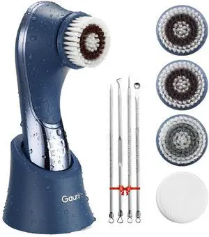 Facial Cleansing Brush, Rechargeable Electric Face Scrubber, 2-Speed Modes IPX7 Waterproof Electric Spin Cleanser with 4 Brush Head, for Exfoliating, Deep Cleansing Removing Blackhead, Face Massaging Facial Cleansing Brush, Rechargeable Electric Face Scrubber, 2-Speed Modes IPX7 Waterproof Electric Spin Cleanser with 4 Brush Head, for Exfoliating, Deep Cleansing Removing Blackhead, Face Massaging
