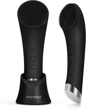 Facial Cleansing Brush, Rechargeable Silicone Face Scrubber with Heat Massage End, Vibrating Exfoliator Scrubber for Deep Cleaning, Waterproof Face Brush for Women and Men (Black) Facial Cleansing Brush, Rechargeable Silicone Face Scrubber with Heat Massage End, Vibrating Exfoliator Scrubber for Deep Cleaning, Waterproof Face Brush for Women and Men (Black)