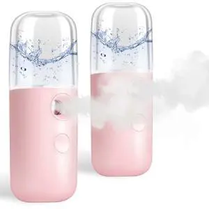 2 Pack Nano Facial Steamer, Handy Mini Mister, USB Rechargeable Mist Sprayer, 30ml Visual Water Tank Moisturizing&Hydrating for Face, Skin Care, Eyelash Extensions-Pink 2 Pack Nano Facial Steamer, Handy Mini Mister, USB Rechargeable Mist Sprayer, 30ml Visual Water Tank Moisturizing&Hydrating for Face, Skin Care, Eyelash Extensions-Pink