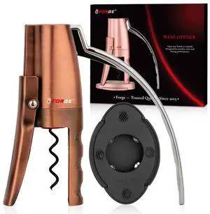 Quality Compact Vertical Lever Corkscrew Wine Opener with Foil Cutter. 3 Seconds to Open a Bottle of Wine. Metallic Bronze Quality Compact Vertical Lever Corkscrew Wine Opener with Foil Cutter. 3 Seconds to Open a Bottle of Wine. Metallic Bronze