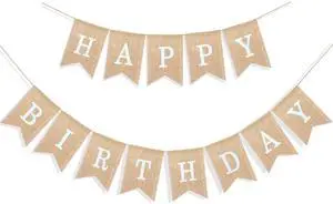 Happy Birthday Burlap Banner Neutral Birthday Party Decorations | Birthday Party Decorations, Burlap Birthday Sign for Men Women Boys Girls, Reusable Happy Birthday Burlap Banner Neutral Birthday Party Decorations | Birthday Party Decorations, Burlap Birthday Sign for Men Women Boys Girls, Reusable
