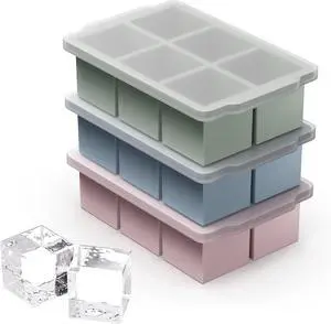 3 Pack Large Ice Cube Molds, Silicone Ice Cube Tray with Lid for Whisky | Food Grade Silicone, Easy Release, Stackable, Odor-Resistant Lid - 2in Square Ice Maker for Whiskey, Cocktails & Cold Drinks 3 Pack Large Ice Cube Molds, Silicone Ice Cube Tray with Lid for Whisky | Food Grade Silicone, Easy Release, Stackable, Odor-Resistant Lid - 2in Square Ice Maker for Whiskey, Cocktails & Cold Drinks